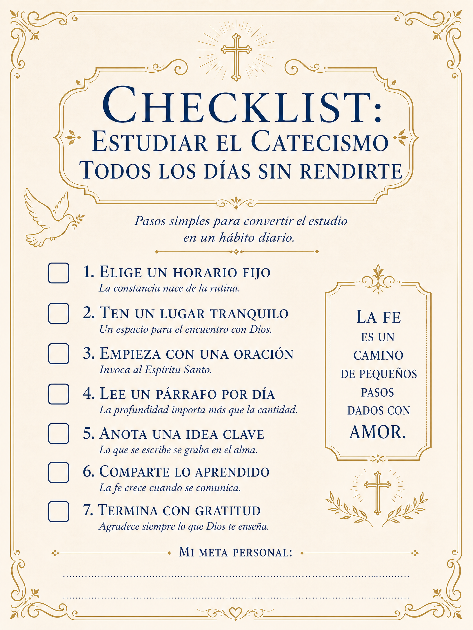 Mockup Bono 03: Checklist: Estudiar el Catecismo Todos los Días sin Rendirte